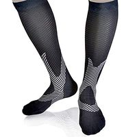 Compression Socks Men and Women Medical Diabetic Grade Graduated Leg Support Recovery and Relief Prevent Swelling Shin Splints Calf Pain Airplane Flight Travel & Arthritis (S/M, Black)