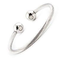 Simple Magnetic Therapy Stainless Steel Bangle Bracelet for Women,Elegant Jewelry Arthritis Pain Relief (Silver Medium)