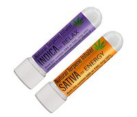 2 PACK - Indica Sativa Terpene Profile Aromatherapy Hemp Oil Nasal Inhalers for Energy and Relaxation - Pure Essential Oil