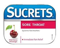 Sucrets Classic Sore Throat Lozenges, Wild Cherry, 18 Count - Pack of 2