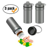 3 Packs Waterproof Aluminum Pill Fob Container, EFFIET Keychain Nitro Bottle Holder Earplug Case Nitroglycerin Pill Case Emergency Stash Jar for Medicine Organizer Dispenser (3 Packs Matt Finished)