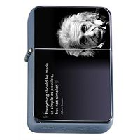 Einstein Simple Flip Top Oil Lighter Em1 Smoking Cigarette Silver Case Included