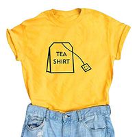 Xia&Han Women's Junior Shirts Tee Casual Blouse Short Sleeve Graphic Print Tunics Loose Tops O Neck Pullover Yellow