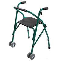 Walkers Elderly Four-Wheeled Anti-Skid Foldable Aluminum Cane Cane Stool with Seat Walking Shatter-Resistant Gift (Color : Green, Size : 5459cm)
