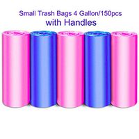 Gimnor Small Trash Bags 4 Gallon/150pcs Colorful Garbage Bags Vest Style Rubbish Bags for Home and Office 5 Rolls Fit for Small Garbage Can(2Color)
