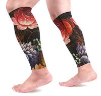 KEAKIA Folk Art Flowers Calf Compression Sleeves Shin Splint Support Leg Protectors Calf Pain Relief for Running, Cycling, Travel, Sports for Men Women (1 Pair)