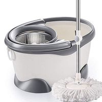 L&WB Home Spin Mop Bucket with Wringer System Cleaner Dry and Wet Mop Handsfree Floor Cleaning Mop,Gray
