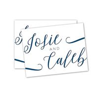 Large Script Personalized Note Cards - Blue