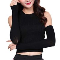 lipiny Compression UV Sun Protection Cooling Arm Sleeves Long Half Finger Gloves, for Driving Vacation Outdoor Scar Tattoos Cover for Women Girls