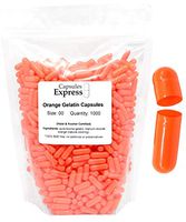 Capsules Express- Size 00 Orange Empty Gelatin Capsules 1000 Count - Kosher and Halal Certified - Gluten-Free Pure Bovine Gelatin Pill Capsule - DIY Powder Filling