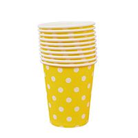 Cozylkx Solid Paper Hot Cup Food Grade Disposable Party Cups for Wedding Birthday Party - 8oz, 50 Count(Dotted Yellow)