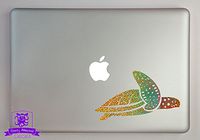 Overly Attached Decals Swimming Sea Turtle Specialty Vinyl Decal Sized To Fit A 15" Laptop - Gold Metal Flake