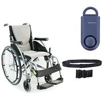 Karman S-Ergo 115 Ultra Lightweight Ergonomic Wheelchair | Seat Size 20" X 17" | Swing Away Footrest | Fixed Wheels in Silver & Free 130 dB Matte Blue Safety Alarm! + Black Belt!