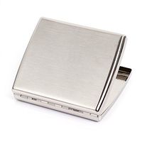 Brushed Stainless Steel Metal Cigarette Case Holder Box Holds 20 Cigarettes (Type 2)