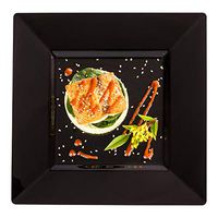 10.8-inch Square Black Plastic Dinner Plate - Disposable and Eco-Friendly Square Party Plates: Perfect for Cocktail Parties and Catering Events - 100-CT - Restaurantware