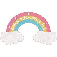 P. Graham Dunn Beach More Worry Less Rainbow Nautical 3 x 2 Wood Hanging Gift Wrap Tag Charms Set of 5