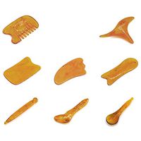 8pcs Facial Gua Sha Scraping Massage Tool Set Natural Resin Beeswax Guasha Board for Body SPA Relaxing Meditation