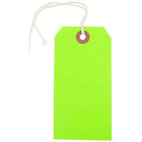 JAM PAPER Gift Tags with String - Medium - 4 3/4 x 2 3/8 - Neon Green - 10/Pack