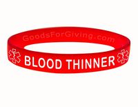 Blood Thinner ID Bracelet Wristband - Red - 8 Inches - Standard