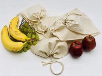 Cotton Muslin Bags, 100% Organic Cotton with Single Drawstring. Premium Quality Reusable Eco-Friendly Natural Muslin Bags. (10, 3x5 Inches)