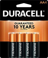 Duracell - CopperTop AA Alkaline Batteries - Long Lasting, All-Purpose Double A Battery for Household and Business – 4 Count