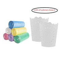 Wastebasket and Garbage Bag, Hmane 2pcs Solid Color Hollow Pattern Paper Basket Trash Can Dustbin Garbage Bin without Lid and 6 Rolls Thicken Kitchen Household Points Off Trash Can Bin Rubbish Bag