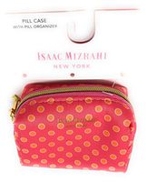 Isaac Mizrahi Orange/Pink Polka Dot Zippered Pill Case with Pill Organizer M-F | 3 X 3 in
