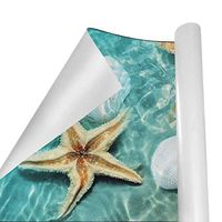 Gift Wrapping Paper Roll Beach Starfish Seashellfor Birthday,Holiday,Wedding,Baby Shower Gift Wrap - 3Rolls - 58inch x 23inch Per Roll