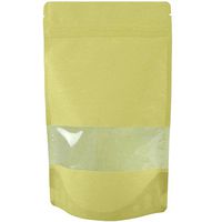 AQUAPAPA Rice Paper Natural Kraft Stand up Pouches with Window and Zip Lock Food Storage Bag, Pack of 25 (Medium - 8 oz)