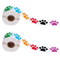 IMIKEYA Colorful DOD Paw Print Stickers Animal Paw Labels Stickers Bear Paw Print Sealing Stickers for Candy Bag Baking Packaging 2 Roll