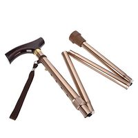 Folding Cane, Adjustable Walking Stick for Men and Women Lightweight Wooden Handle Foldable Elderly Safety Guide Blind Cane Crutch Bronze