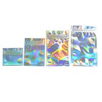 100 Pcs Hologram Aluminum Foil Zip Lock Bags Glitter Laser Plastic Mylar Pouch Food Storage Bags Moisture Proof Bags Keep Aroma Pouch (Full Holograms Zip Lock, 7.5x6.5 cm(2.95"x2.56"))