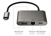 USB-C to Gigabit Ethernet Hub with USB Ports and Pass-Through Charging with Power Delivery