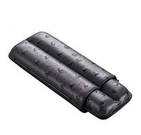 LHFJ Cigar Case Genuine Leather Cigar Tube Portable Travel Cigar Humidor for 2 Cigars (Color : Black Gray)