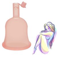 DXJJ Feminine Hygiene Lady Cup Silicone Menstrual Cup Reusable Moon Period Cup,Orange,L