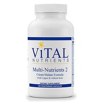 Vital Nutrients - Multi-Nutrients 2 - Citrate/Malate Formula (with Copper & without Iron) - Multi-Vitamin/Mineral - Potent Antioxidants - Gentle Bioavailable Form - 180 Vegetarian Capsules per Bottle