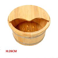 ERHANG Foot Massagers Pedicure Basin Flat Cedar Foot Bath Tub with Cover Massage Barrel Household Cleaning Supplies,F