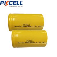 2 Pcs D Batteries 1.2V NICD Rechargeable 5000mAh Power Tools Flat Top