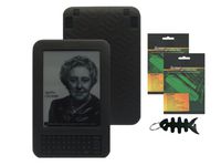 iShoppingdeals - Black Soft Protective Skin Case Cover + Screen Protector for Amazon Kindle 3 3G Wireless Reading Device 3G + Wi-Fi, 6" Display - Latest Generation