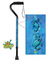 Walking Cane Offset Foam Handle Aluminum Adjustable Pretty Sea Turtle Design Men or Women