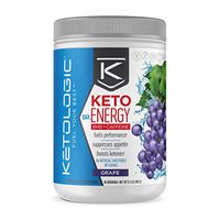 Ketologic KetoEnergy BHB with Caffeine, Grape | Beta-Hydrobutyrate Salts Ketone Powder Supplement | Supports Low-Carb, Keto Diet & Pre-Workout | 30 Servings