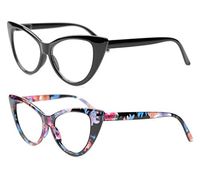SOOLALA Ladies 52mm Lens Fashion Designer Cat Eye Reading Glasses Customized Strengths, BlackFloral, 2.5