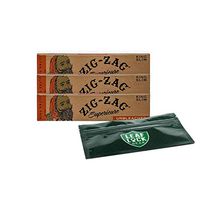 Zig Zag Unbleached King Size Rolling Paper (3 Packs) with Leaf Lock Gear Smell Proof Pouch