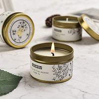 Natural Scented Candle,Ocean Perfume Aroma Candle Gift,Handmade Soy Wax Fragrance Candle,Perfect for Meditation Stress Relief Mood Boosting Aromatherapy,Portable Travel Tin Jar 15 Hours (Gold)
