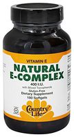 Country Life - Natural Vitamin E-Complex - 400 IU with Mixed Tocopherols - 180 Softgels