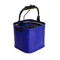 HUIJUNWENTI Fish Bucket, Thick EVA, Bucket, Square Foldable, Fishing Live Fish Tank, Small Fish Bucket With Rope, Fishing Fishing Bucket, Fishing Box Fishing Gear Portable folding (Color : Blue 1)