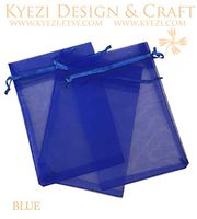 200 Pcs Blue 2x3 Sheer Drawstring Organza Bags Jewelry Pouches Wedding Party Favor Gift Bags Gift Bags Candy Bags [Kyezi Design and Craft]