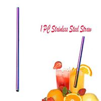 Vinjeely 6mm Diameter Stainless Steel Metal Drinking Straws Straight Reusable Washable Smoothie Juice Staws (Multicolor)