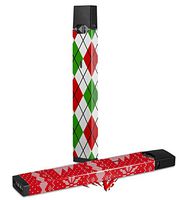 Skin Decal Wrap 2 Pack for Juul Vapes Argyle Red and Green JUUL NOT INCLUDED