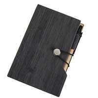 Cupcinu Portable Spiral Notepad Subject College Ruled Spiral Bound Notebooks with Pen in Holder Sticky Colored Notes Page Marker Tabs 10.5cmX15.5cm (Black)